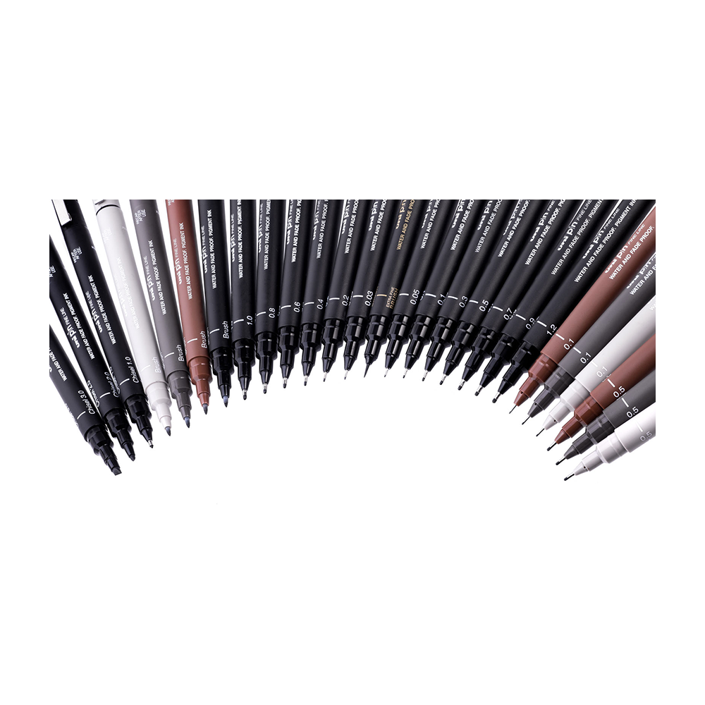 Set of fineliner pens Pin 200 - Uni - grey and black, 6 pcs.