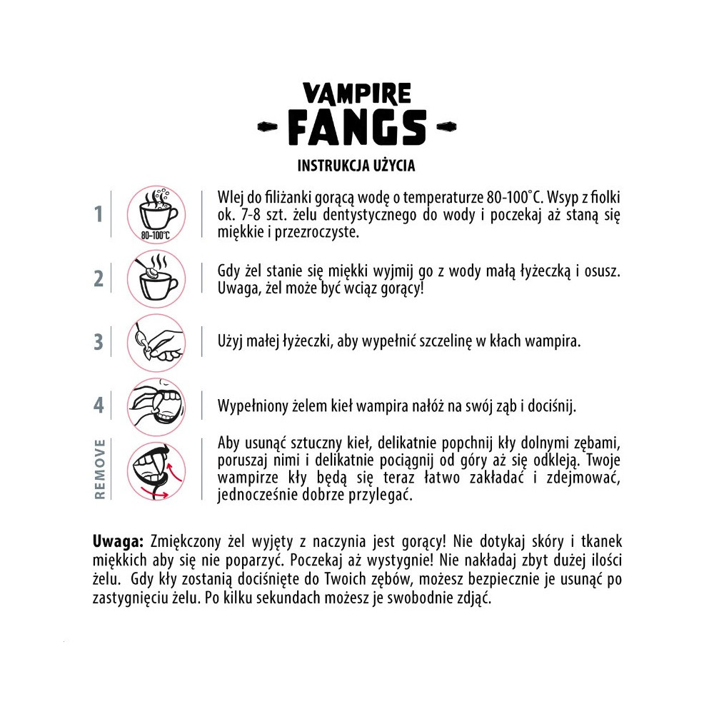 Halloween vampire fangs - 13 mm, 2 pcs.