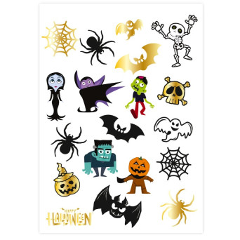 Tatuaże zmywalne, Halloween Monsters - 19 szt.
