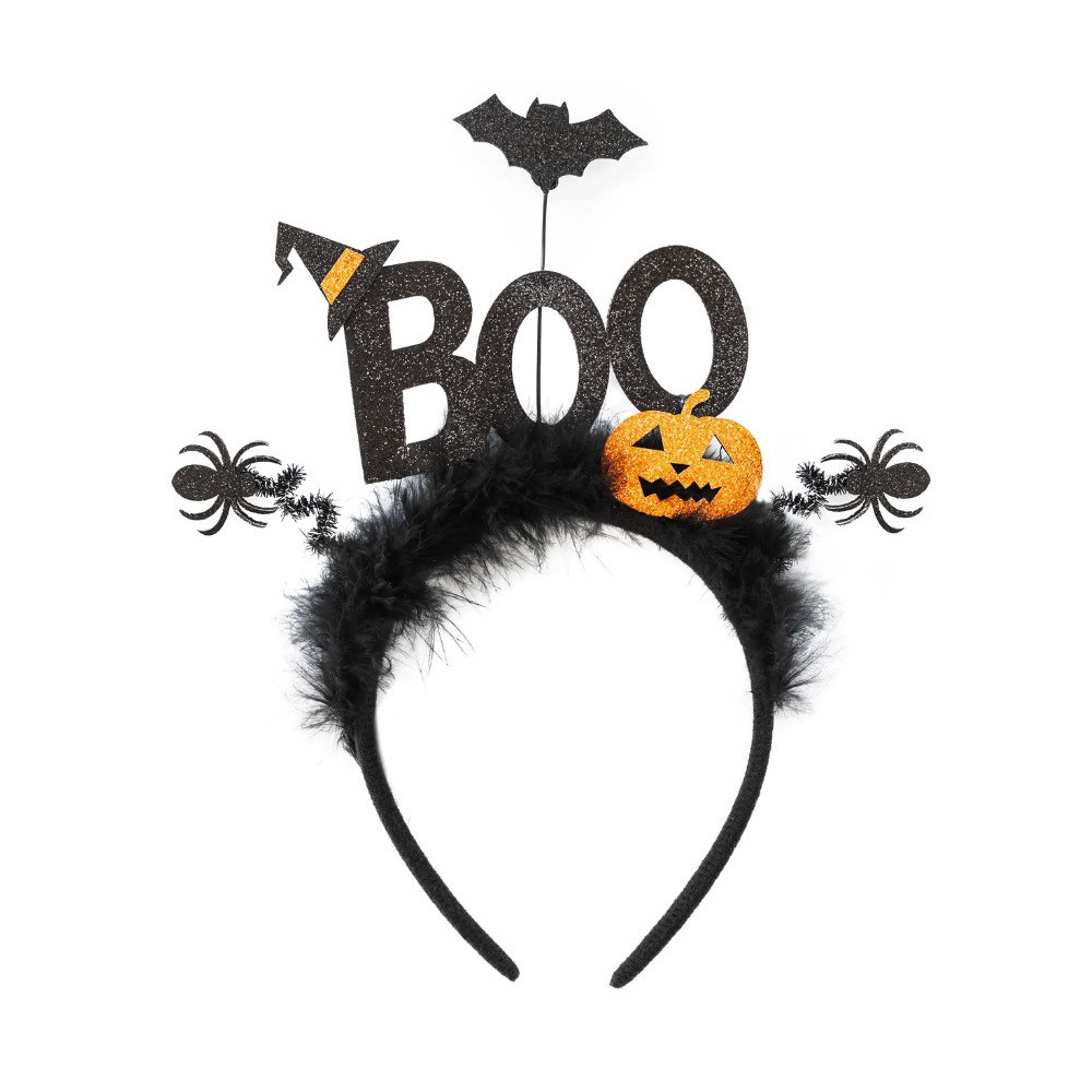 Spooky Halloween Boo headband, Pumpkin - black, 26 x 21 cm
