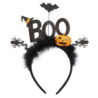 Spooky Halloween Boo headband, Pumpkin - black, 26 x 21 cm