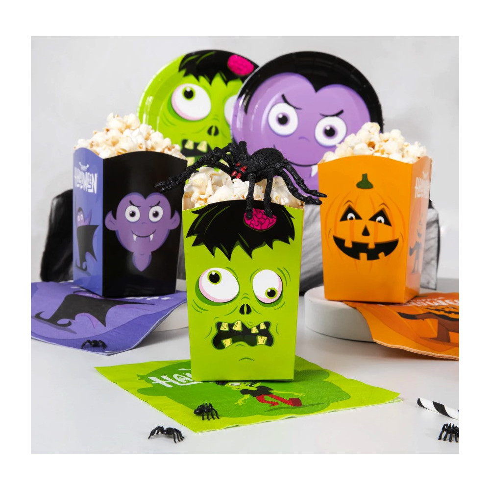 Pudełka na popcorn, Halloween Monsters - 10 x 7,5 cm, 6 szt.