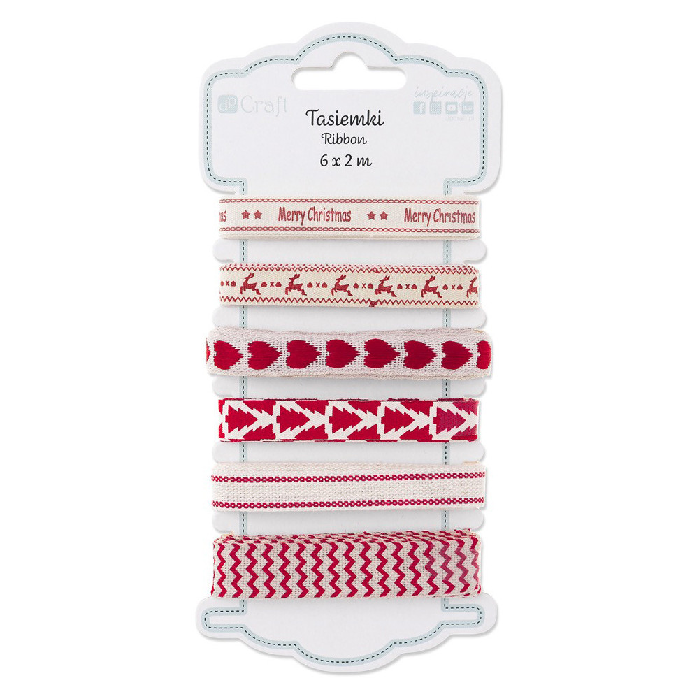 Tasiemki ozdobne, Festive Red - DpCraft - 6 szt. x 2 m