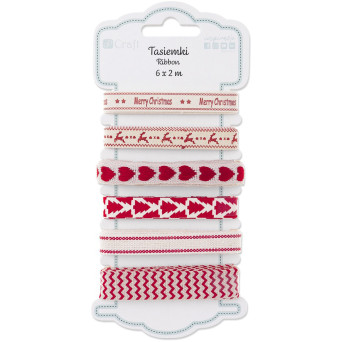 Decorative ribbons, Festive Red - DpCraft - 6 pcs. x 2 m
