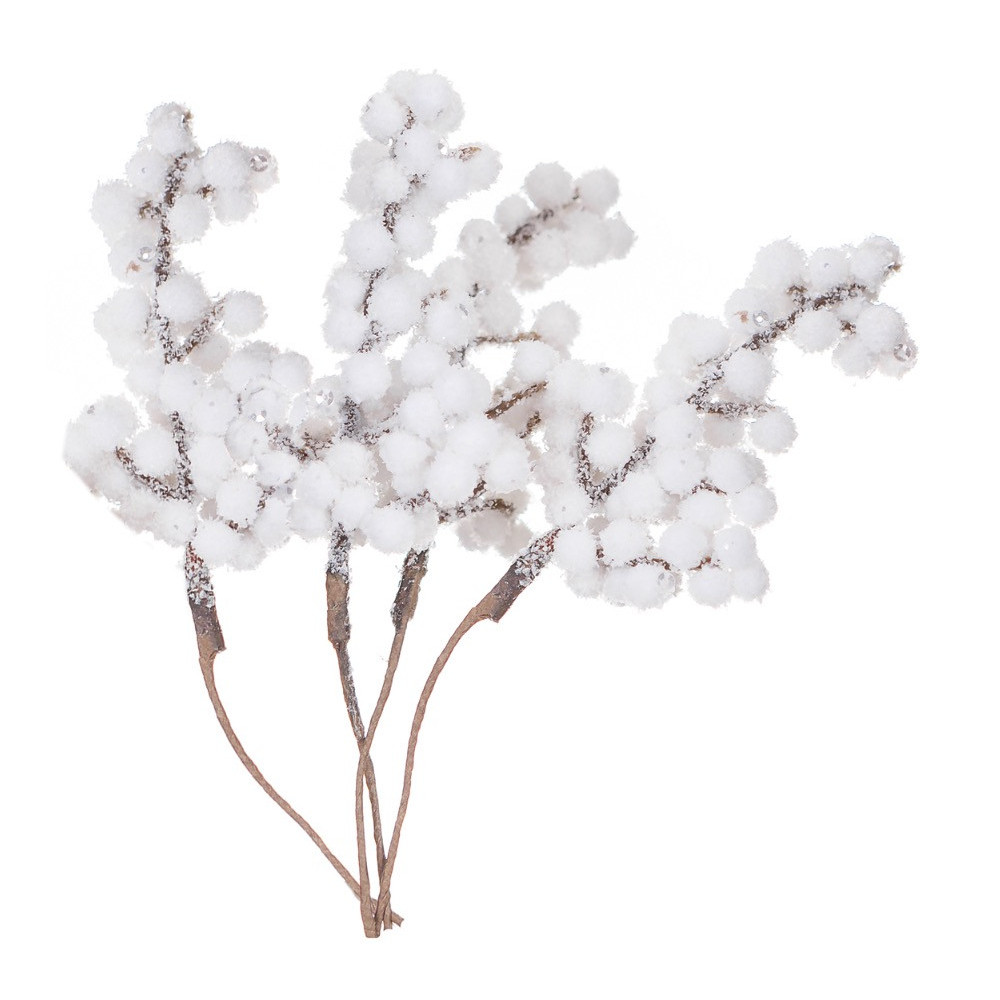 Jagody oszronione na druciku - DpCraft - białe, 10 cm, 4 wiązki