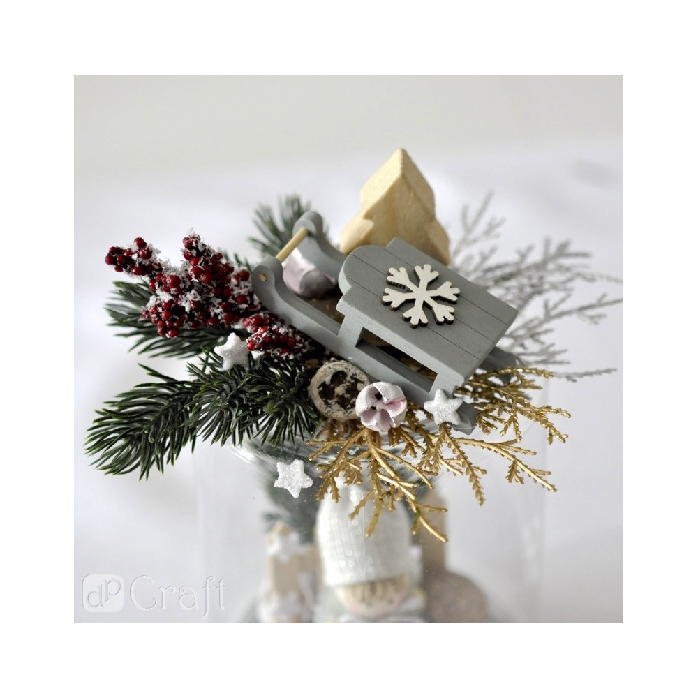 Decorative branches - DpCraft - silver, 9 cm, 3 pcs.