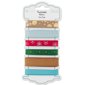 Decorative ribbons, Lovable Christmas - DpCraft - 6 pcs. x 2 m