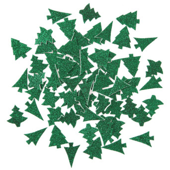 Foam stickers with glitter, Christmas trees - DpCraft - green, 65 pcs.