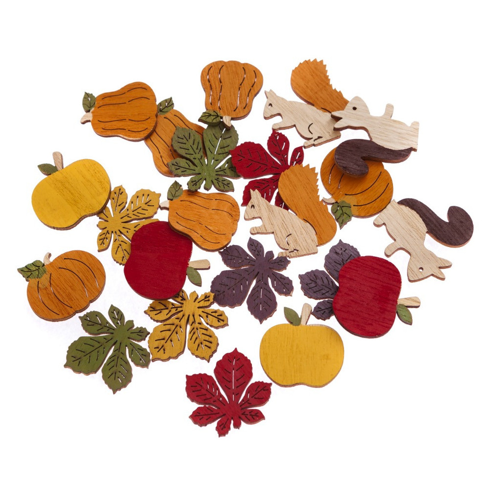 Wooden autumn self-adhesive motifs - DpCraft - 20 pcs.