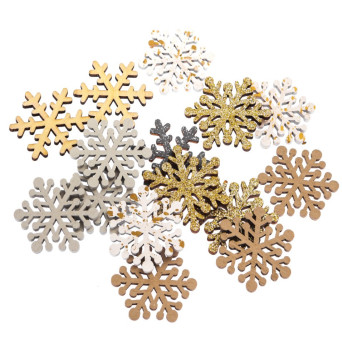 Wooden snowflakes - DpCraft - multicolor, 15 pcs.