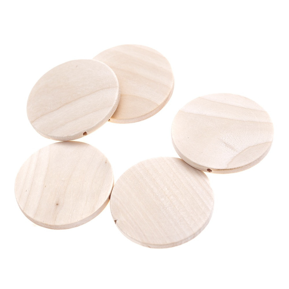 Koraliki drewniane monety - DpCraft - naturalne, 5 cm, 5 szt.
