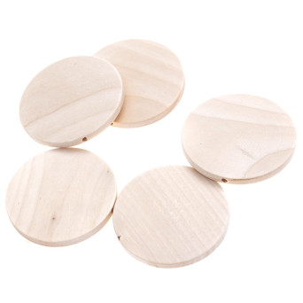 Koraliki drewniane monety - DpCraft - naturalne, 5 cm, 5 szt.