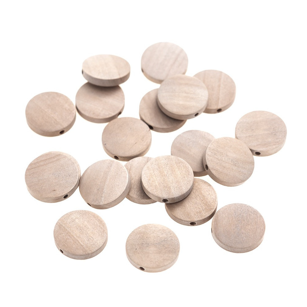 Wooden disc beads - DpCraft - natural, 2 cm, 20 pcs.