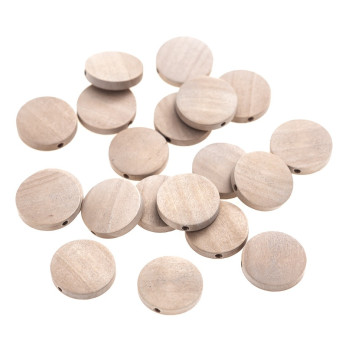 Koraliki drewniane monety - DpCraft - naturalne, 2 cm, 20 szt.