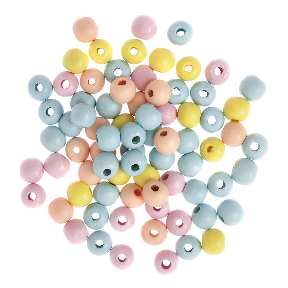 Koraliki drewniane kulki - DpCraft - pastelowe, 12 mm, 40 g