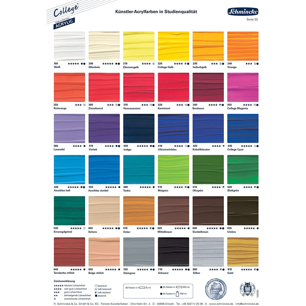 Set of College Acrylic paints - Schmincke - 13 x 35 ml