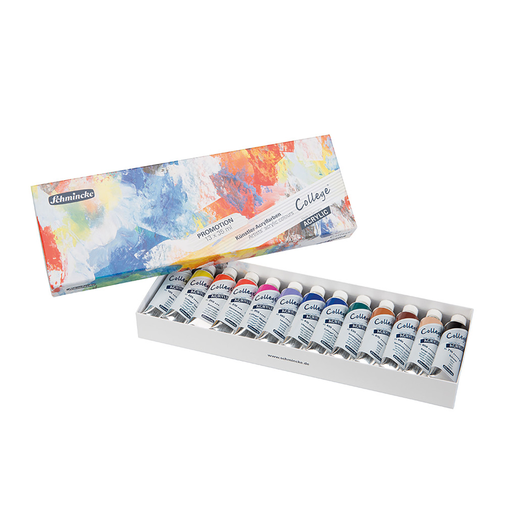 Zestaw farb akrylowych College Acrylic - Schmincke - 13 kolorów x 35 ml