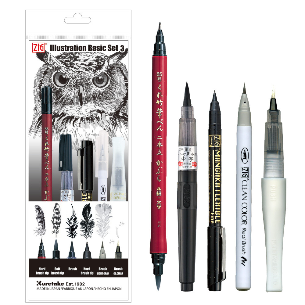 Zestaw pisaków Ilustration Basic Set 3, Inktober 2022 - Kuretake - 5 szt.