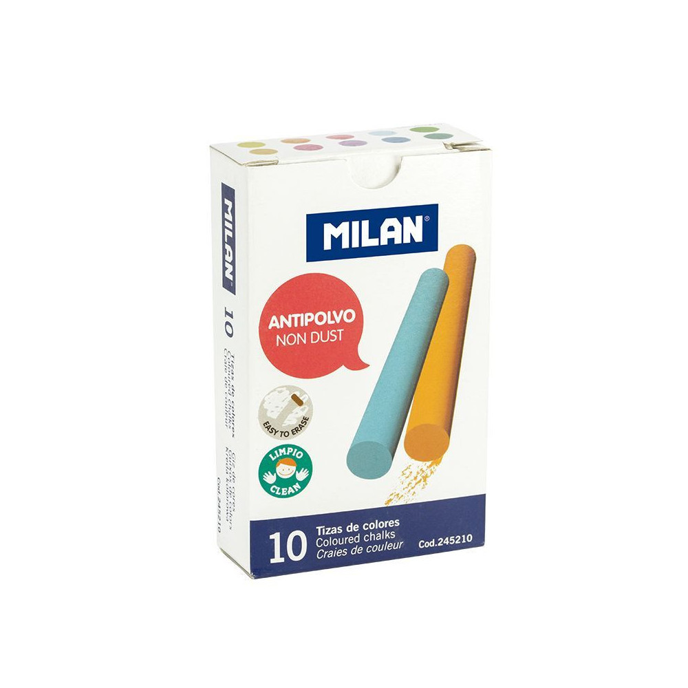 Kreda szkolna, tablicowa - Milan - kolorowa, okrągła, 10 szt.