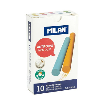 Kreda szkolna, tablicowa - Milan - kolorowa, okrągła, 10 szt.
