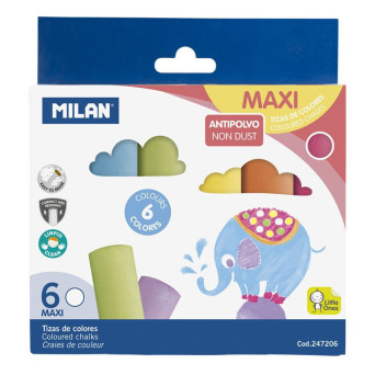 Blackboard maxi school chalks - Milan - multicolor, round, 6 pcs.