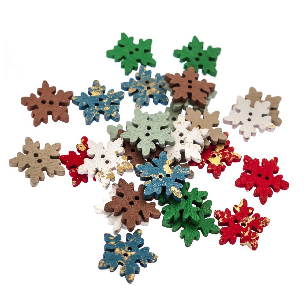 Wooden buttons - DpCraft - gilded, 2,5 cm, 28 pcs.