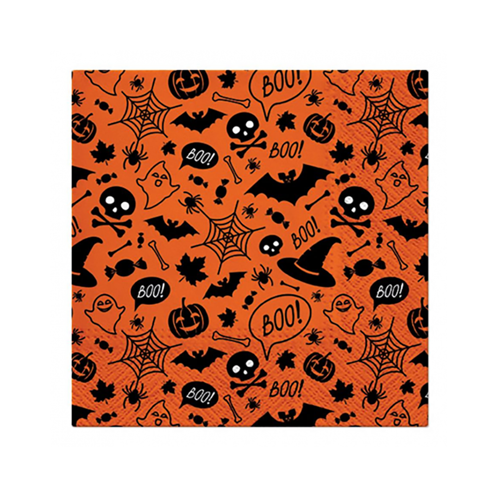 Serwetki na Halloween Pattern - Paw - pomarańczowe, 33 x 33 cm, 20 szt.