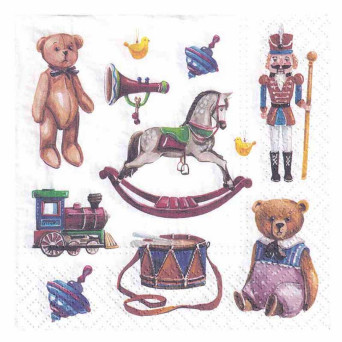 Decorative napkins - Paw - Retro Toys, 33 x 33 cm, 20 pcs.
