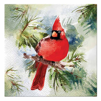 Decorative napkins - Paw - Winter Cardinal, 33 x 33 cm, 20 pcs.