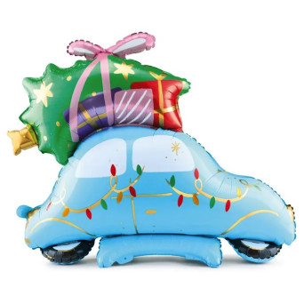 Foil balloon, Christmas Car - standing, 102 x 107 cm