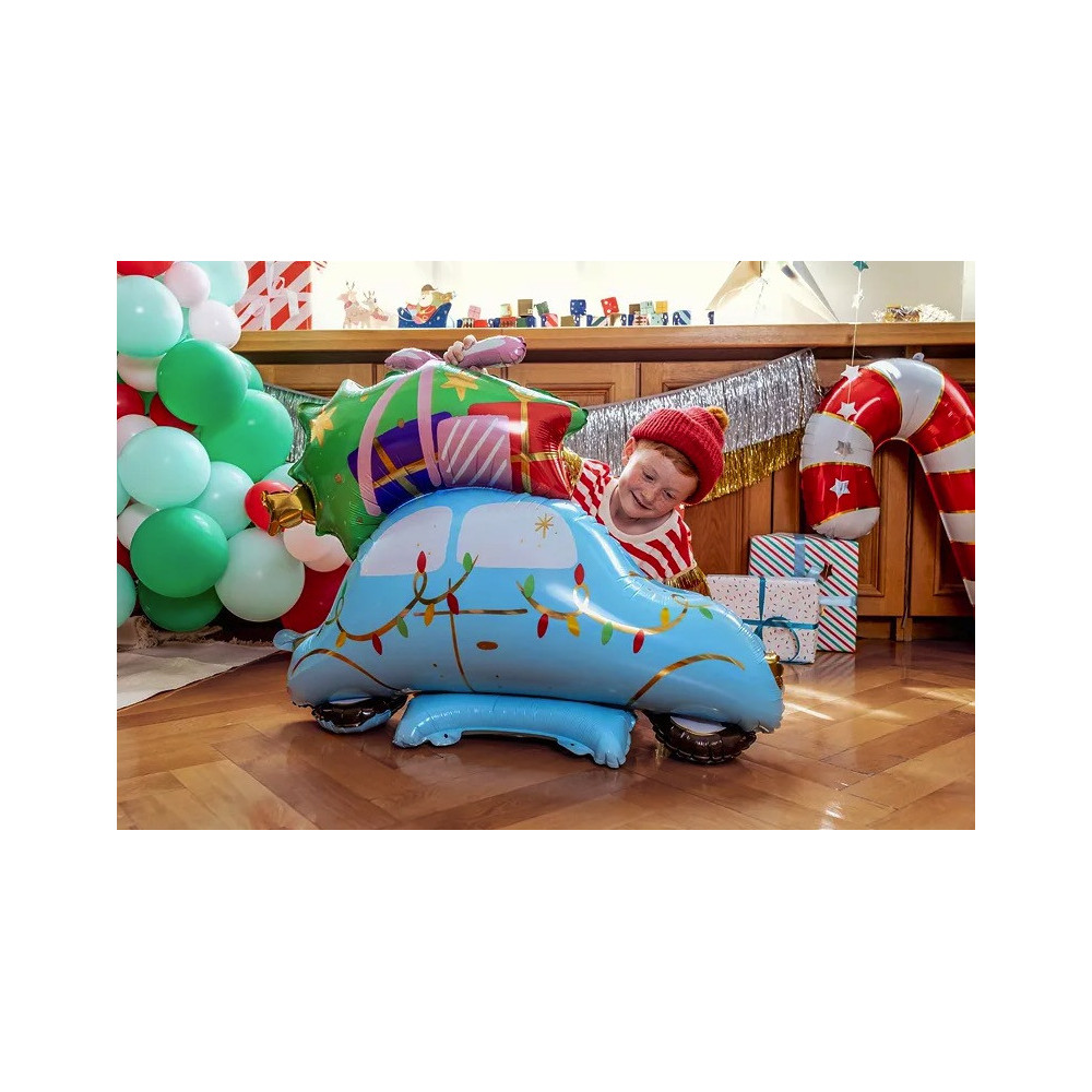 Foil balloon, Christmas Car - standing, 102 x 107 cm
