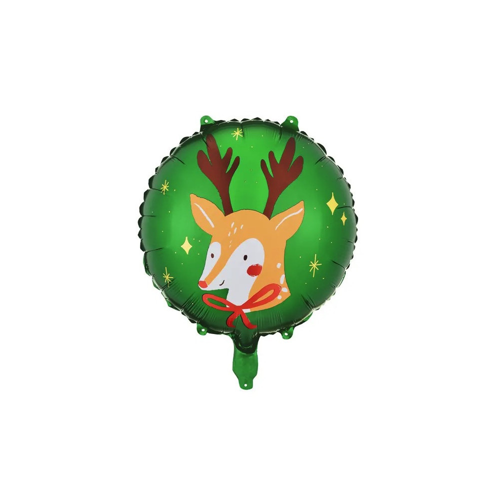 Balon foliowy, Renifer - zielony, 45 cm