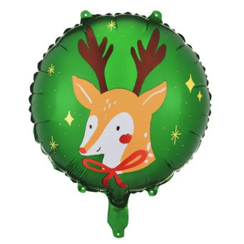 Balon foliowy, Renifer - zielony, 45 cm