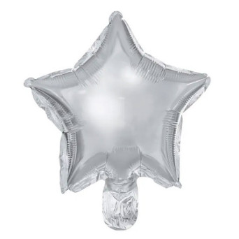 Balony foliowe, Gwiazdka - srebrne, 25 cm, 25 szt.