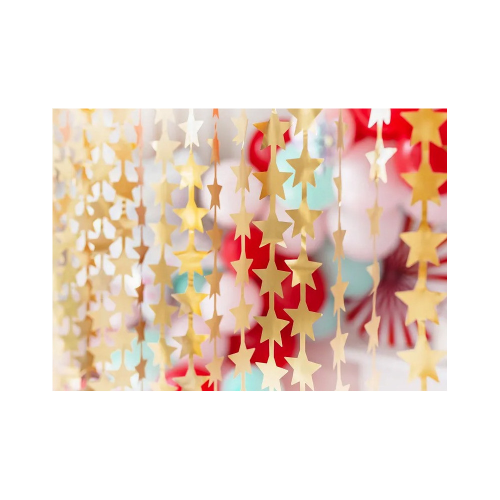Kurtyna świąteczna, Gwiazdki - złota, 100 x 245 cm
