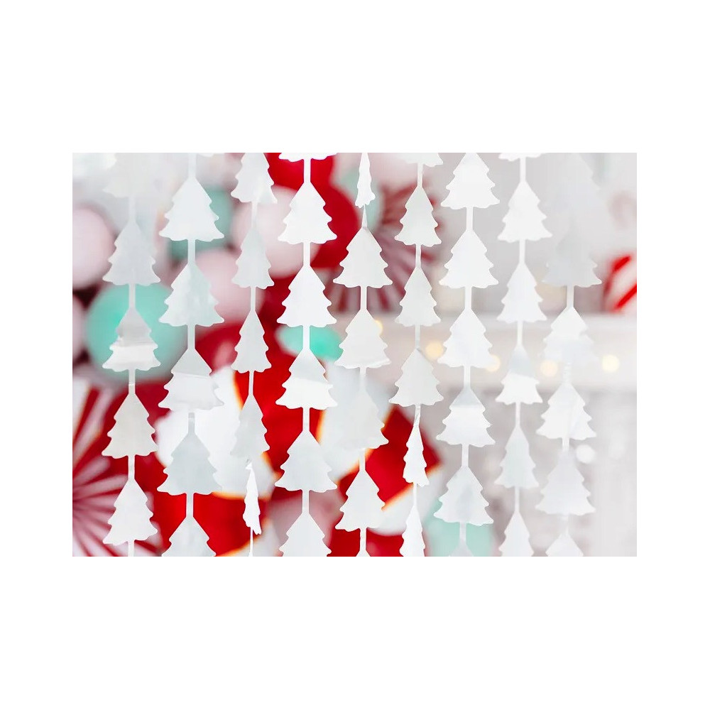 Christmas backdrop, Christmas trees - silver, 100 x 245 cm