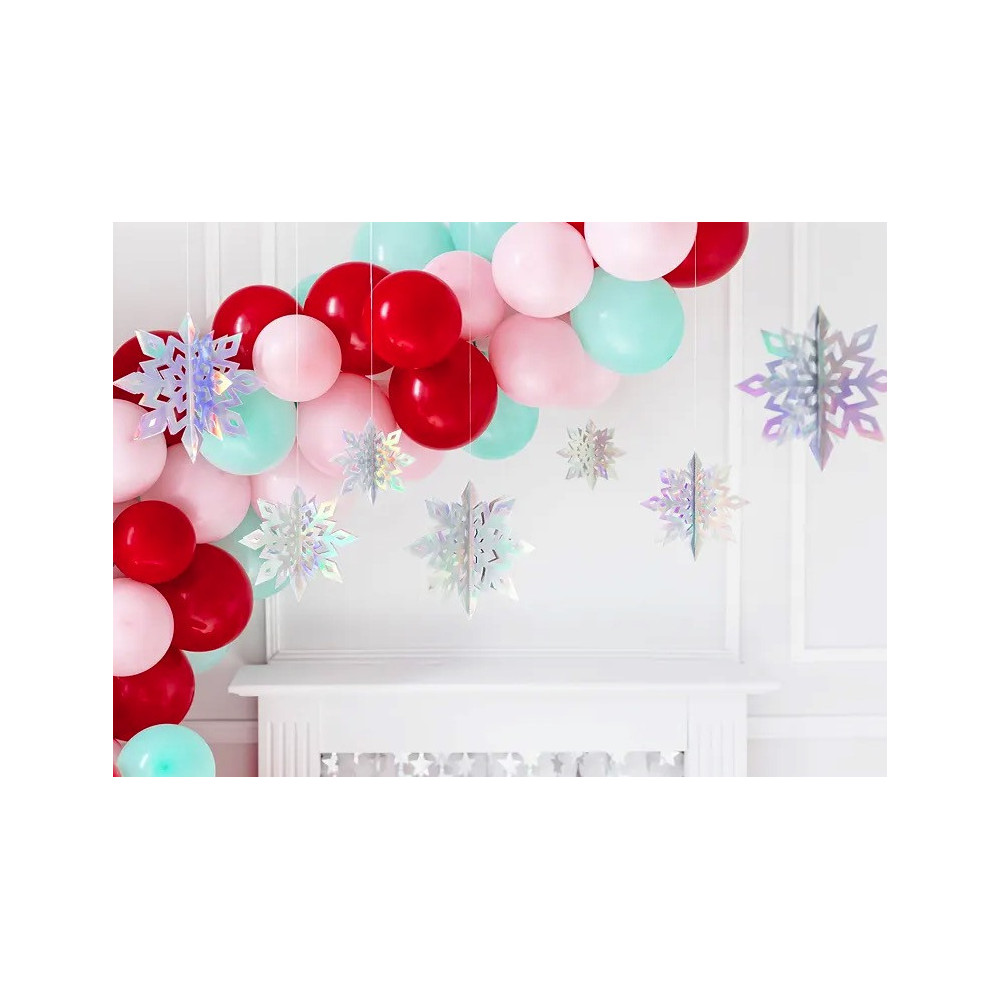 Hanging decorations, 3D Snowflakes - opalescent, 6 pcs.