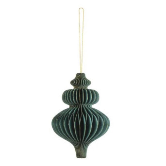 Paper honeycomb bauble, Icycle - bottle green, 10 x 15 cm