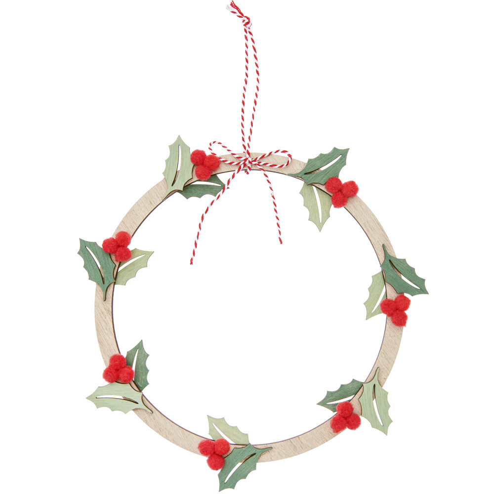 Drewniana zawieszka, Wianek ostrokrzew - Rico Design - 22 cm