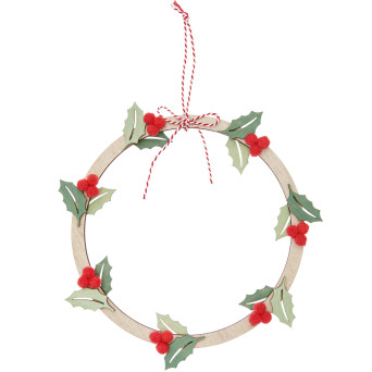Drewniana zawieszka, Wianek ostrokrzew - Rico Design - 22 cm
