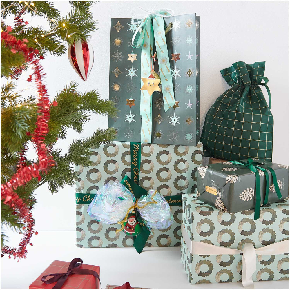 Paper gift bag - Rico Design - Shiny Stars, 33 x 45 x 10 cm