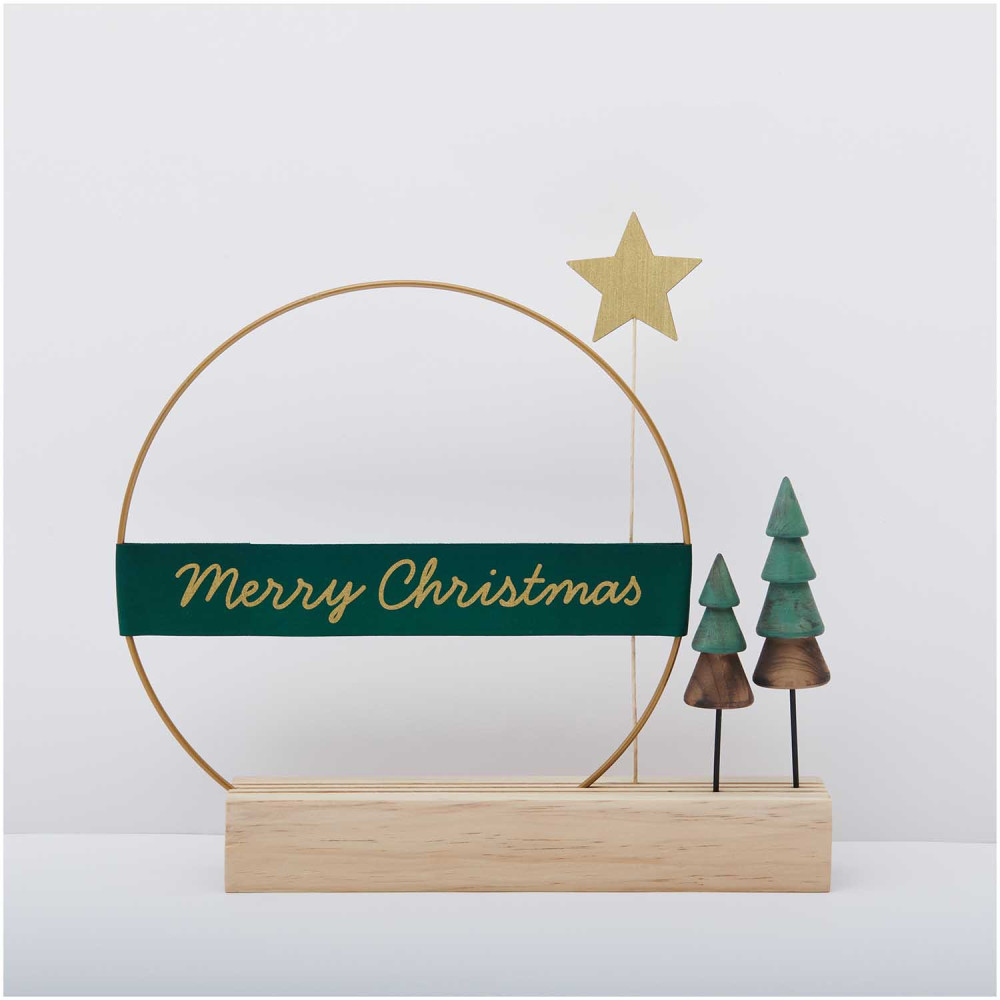 Wstążka taftowa, Merry Christmas - Paper Poetry - zielona, 38 mm x 3 m