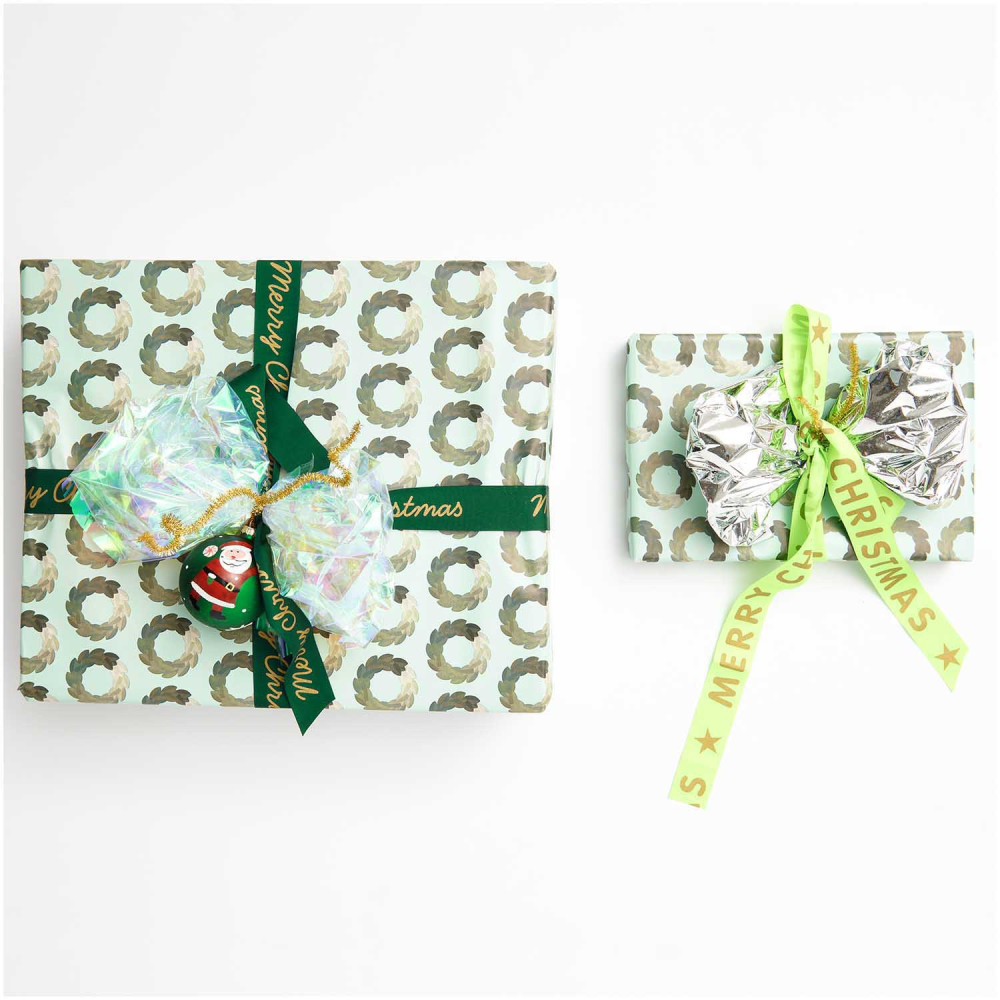Taffeta ribbon, Merry Christmas - Paper Poetry - Green, 38 mm x 3 m