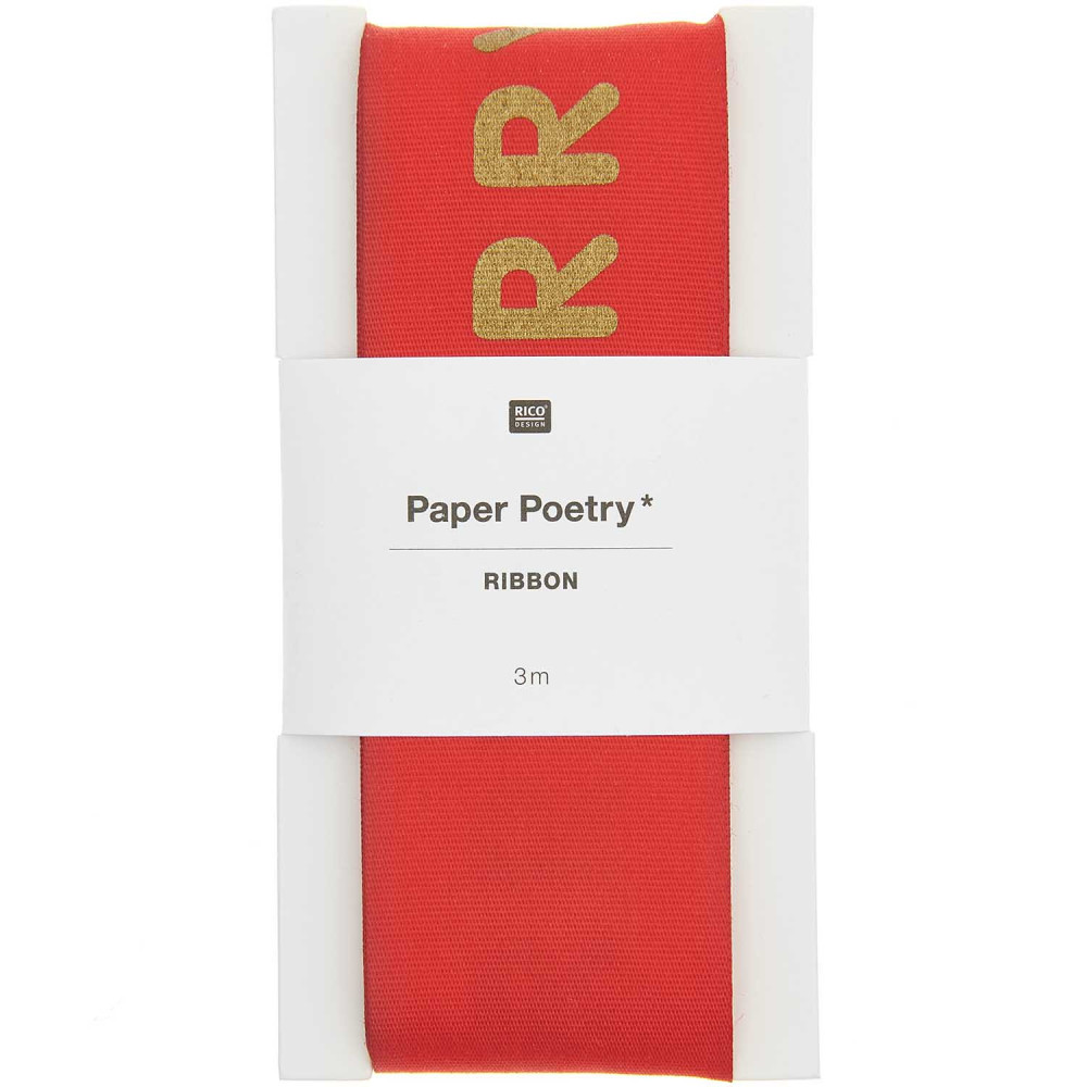 Taffeta ribbon, Merry Christmas - Paper Poetry - Red, 38 mm x 3 m