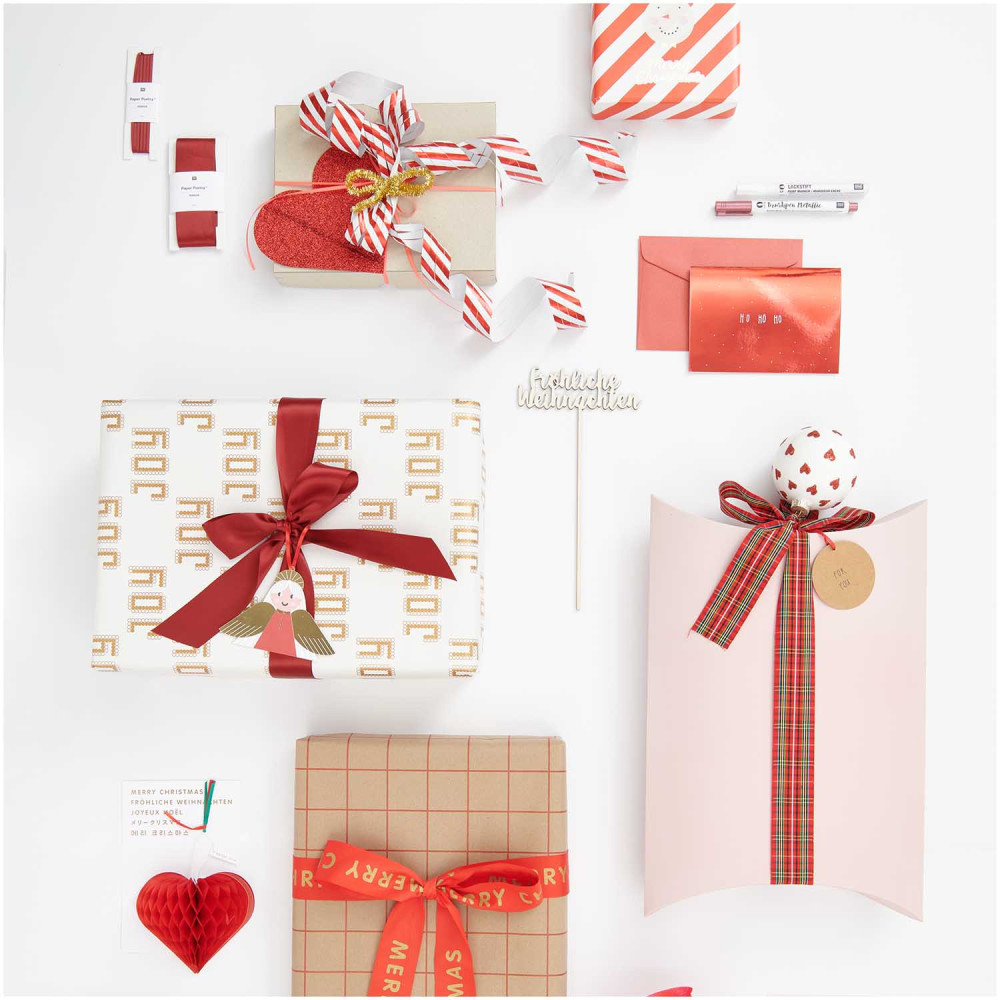 Taffeta ribbon, Merry Christmas - Paper Poetry - Red, 38 mm x 3 m