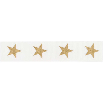 Taffeta ribbon, Stars - Paper Poetry - white, 16 mm x 3 m