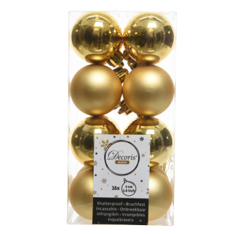 Shatterproof baubles - gold, 4 cm, 16 pcs.