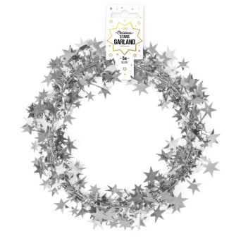 Christmas Stars garland - silver, 5 m