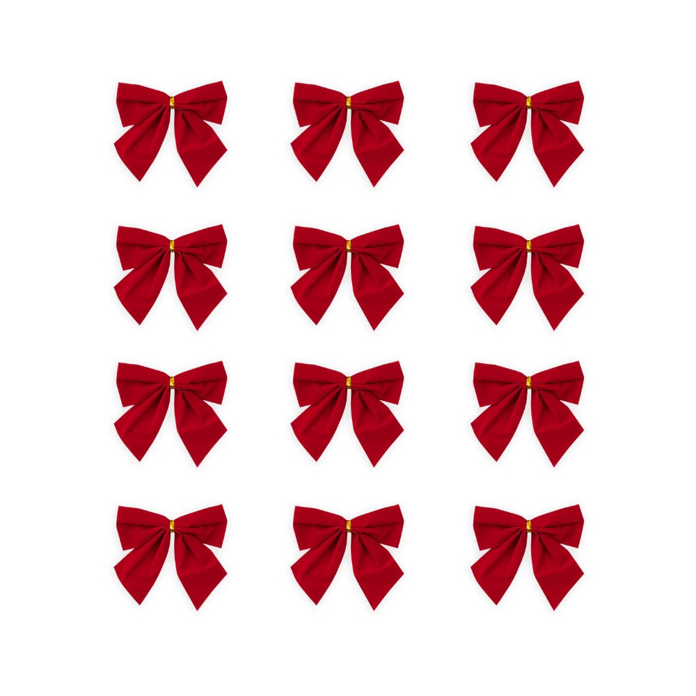 Bows for Christmas tree and gifts - red, 5 cm, 12 pcs.