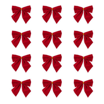 Bows for Christmas tree and gifts - red, 5 cm, 12 pcs.